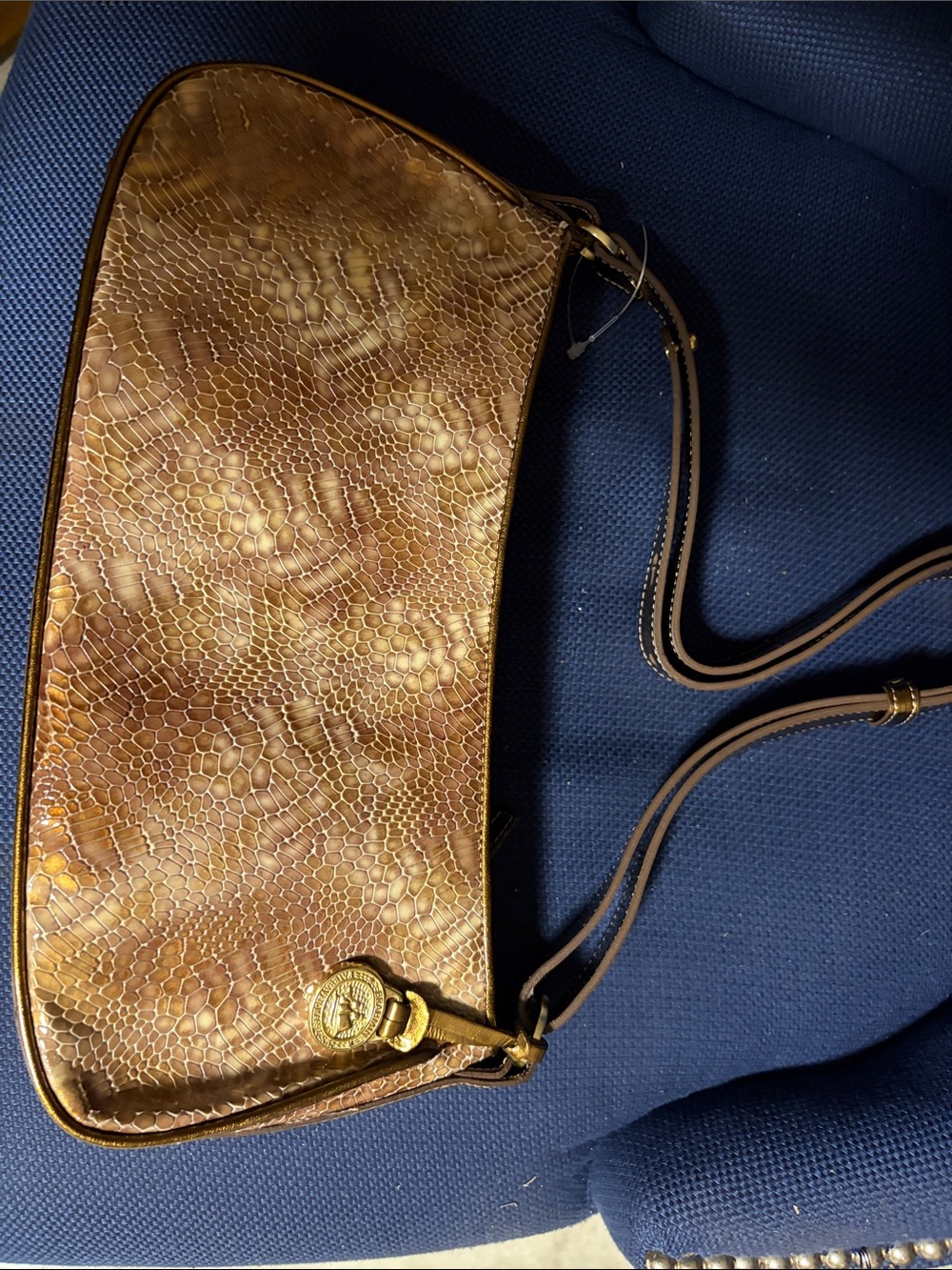 Brahmin 1982 Vintage Snakeskin pattern Leather Bag GUC